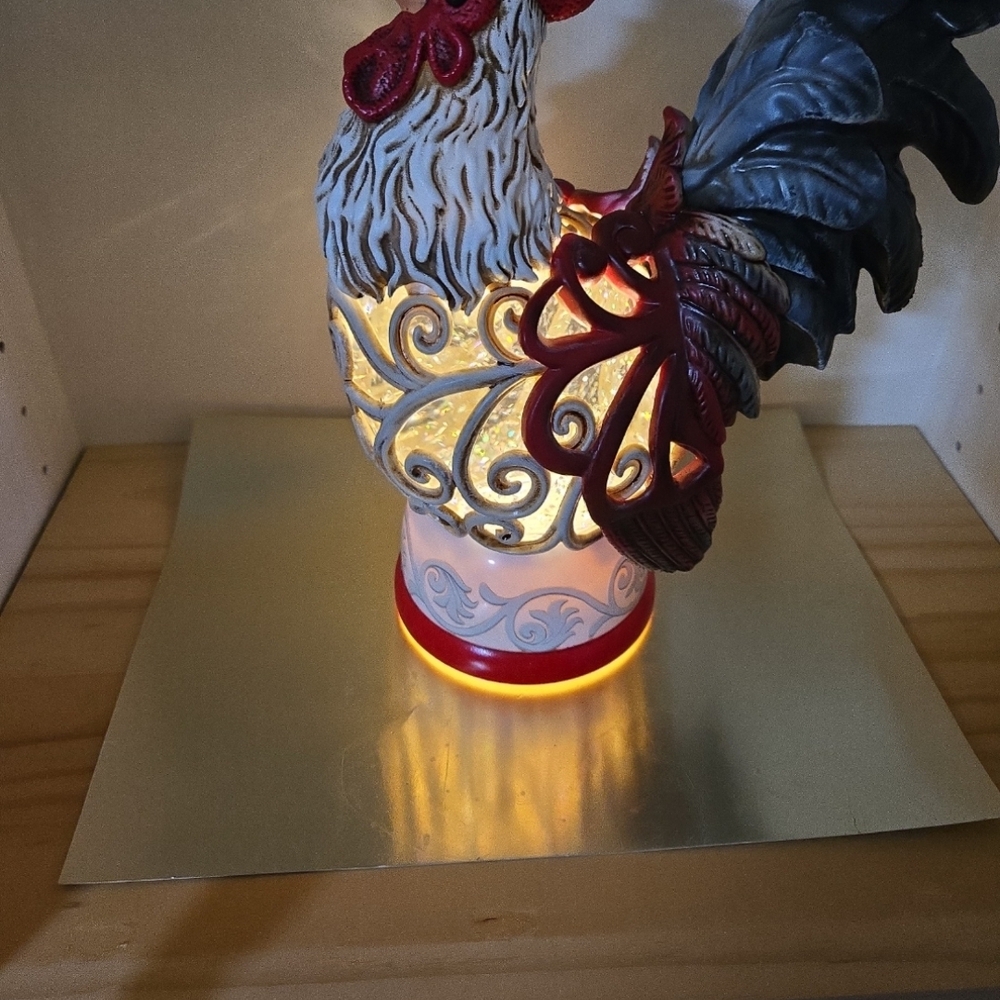 Brand Neww Decorative Rooster Figurine Glitter Light - Picture 5 of 6